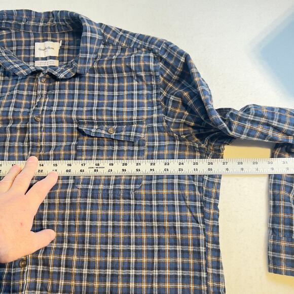 Goodfellow & Co Flannel Button Shirt Men's XXL Blue Brown Plaid Button Pockets - Picture 6 of 12